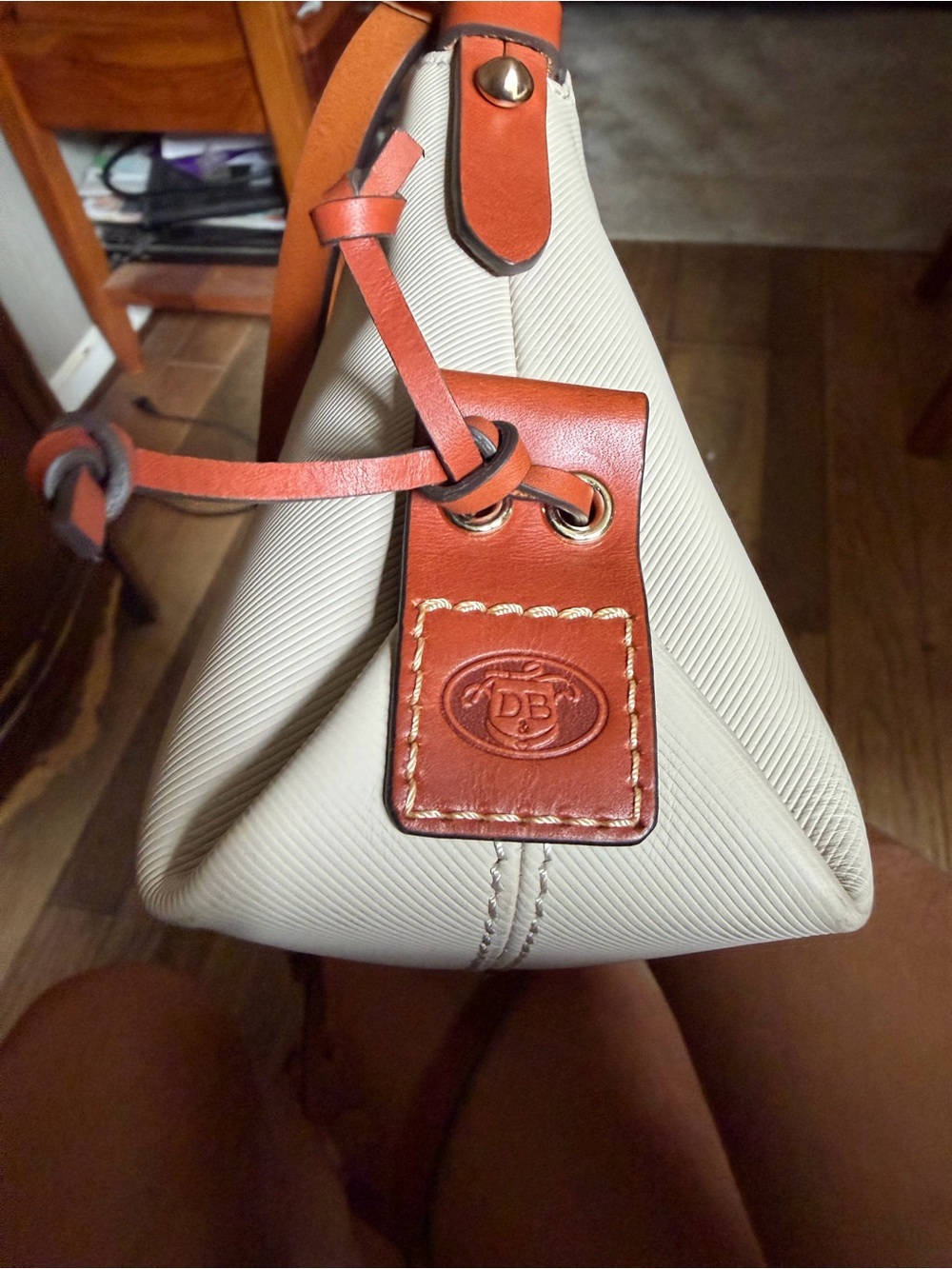 Dooney & Bourke Ivory Crossbody with Brown Leather Trim - Picture 6 of 11